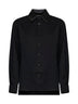 Black wool shirt with Intrecciato leather collar