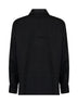 Black wool shirt with Intrecciato leather collar