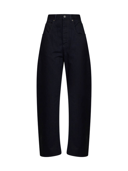 Dark indigo cotton denim curved leg jeans