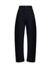 Dark indigo cotton denim curved leg jeans