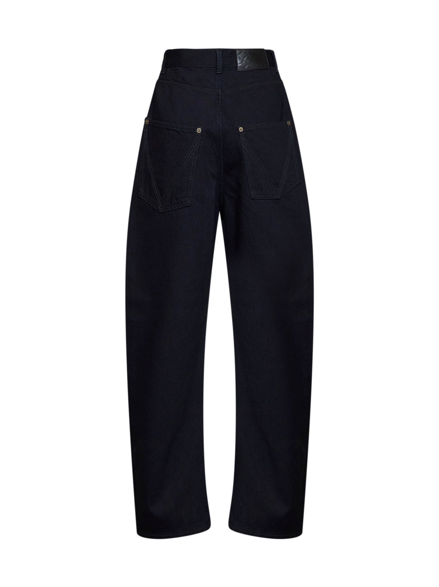 Dark indigo cotton denim curved leg jeans
