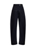 Dark indigo cotton denim curved leg jeans