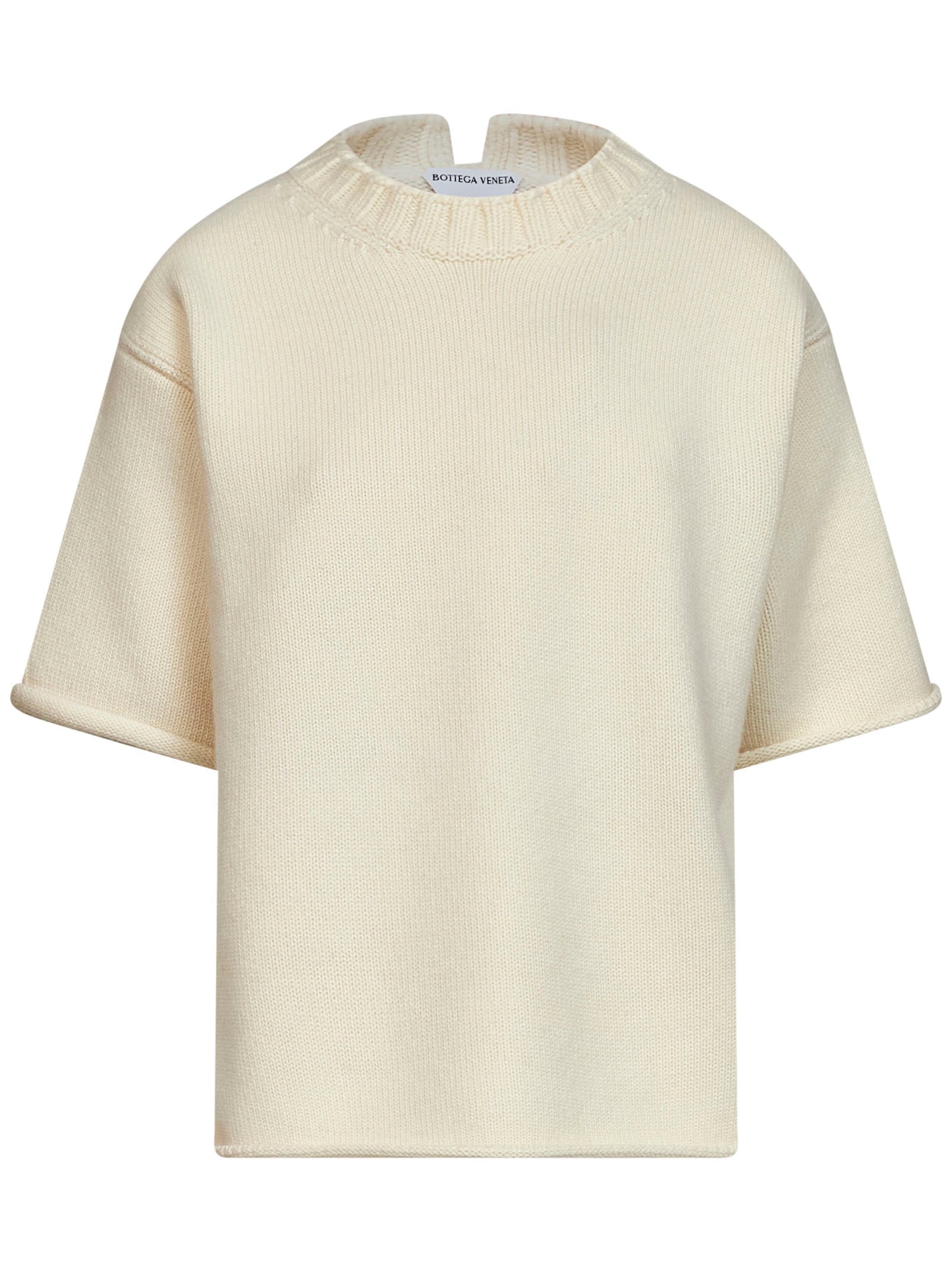 T-shirt in maglia di misto lana e cashmere riso