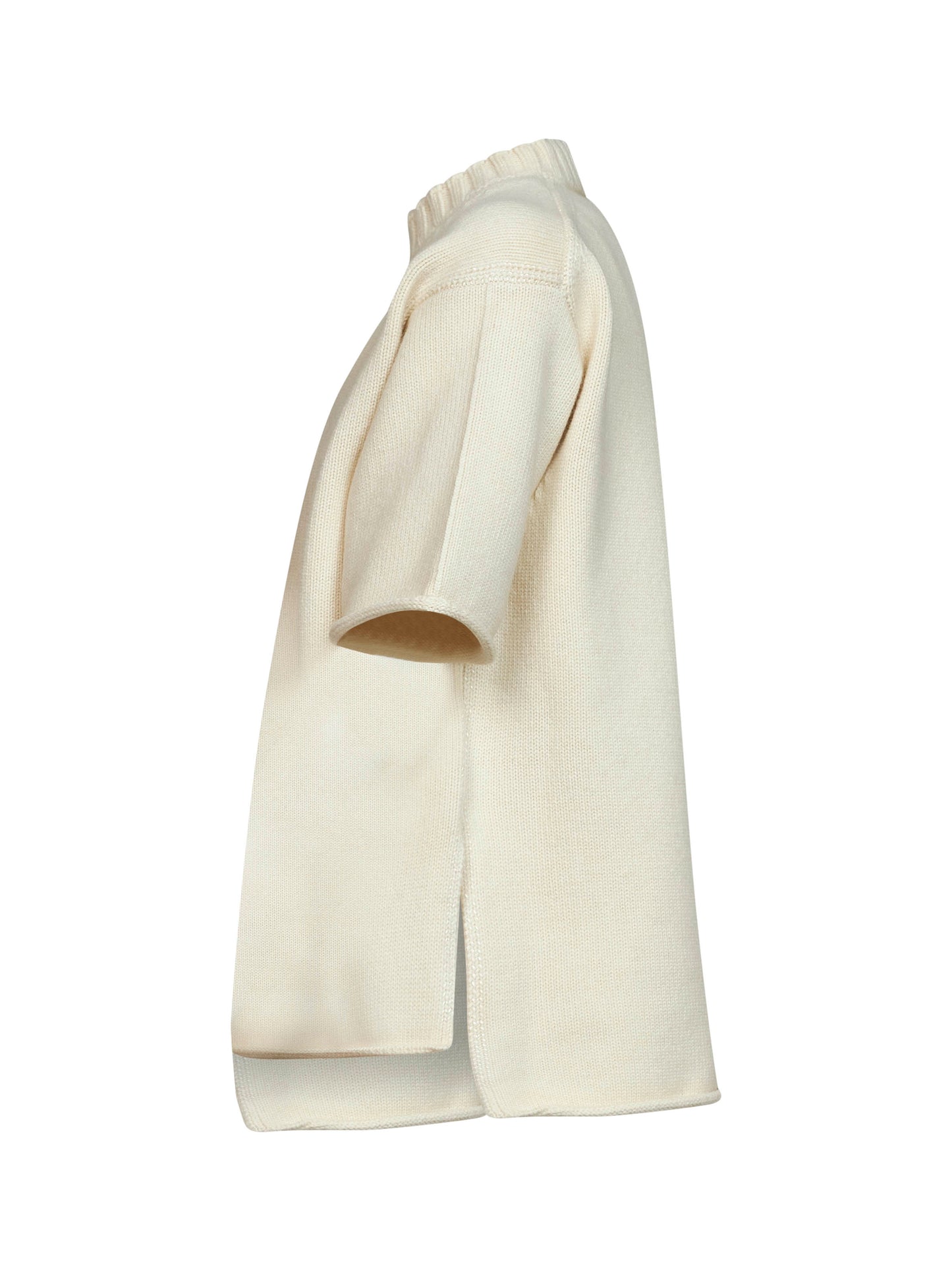 T-shirt in maglia di misto lana e cashmere riso