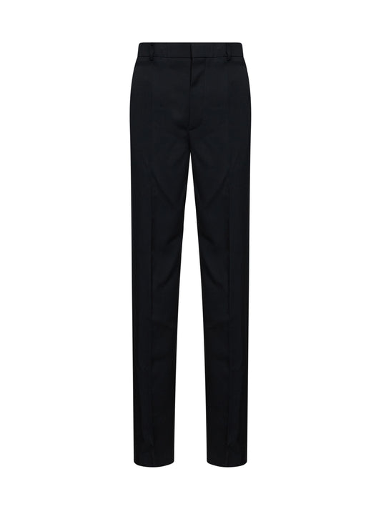 Black grain de poudre wool trousers with tabs