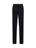 Pantaloni con cinturini in lana grain de poudre nera