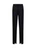 Pantaloni con cinturini in lana grain de poudre nera