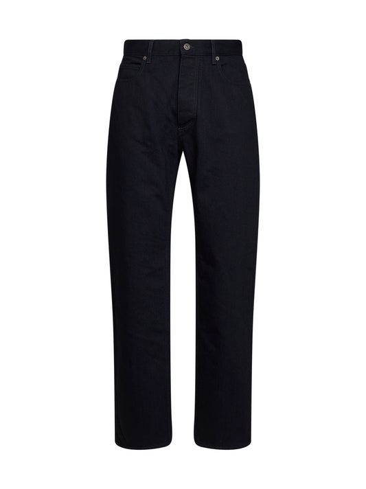 Jeans a gamba dritta in denim di cotone indaco scuro<BR/>