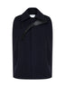 Midnight blue double wool cape with Intrecciato chin strap