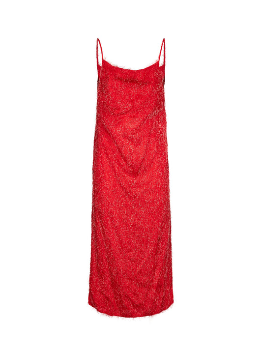 Flash red viscose fil coupé midi dress