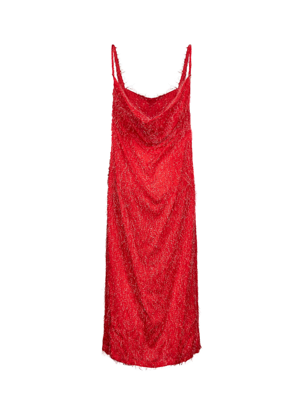 Flash red viscose fil coupé midi dress
