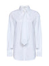 Camicia in popeline stretch bianco con cravatta e monile