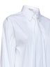 Camicia in popeline stretch bianco con cravatta e monile