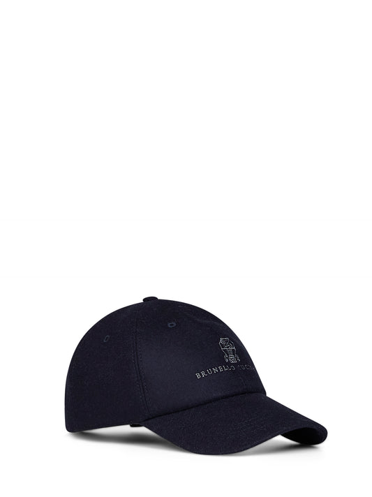 Navy blue flannel embroidered Baseball cap