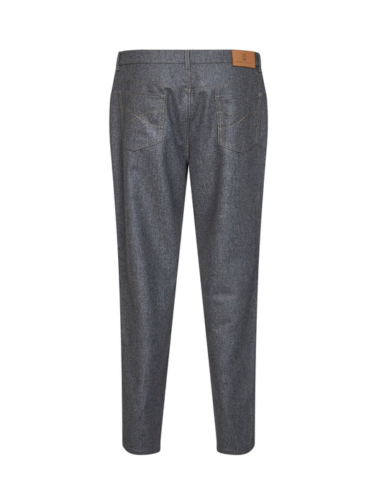 Pantaloni cinque tasche in flanella di lana vergine grigio medio