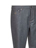 Medium grey virgin wool flannel five-pocket trousers