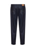 Blue virgin wool flannel five-pocket trousers
