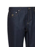 Blue virgin wool flannel five-pocket trousers
