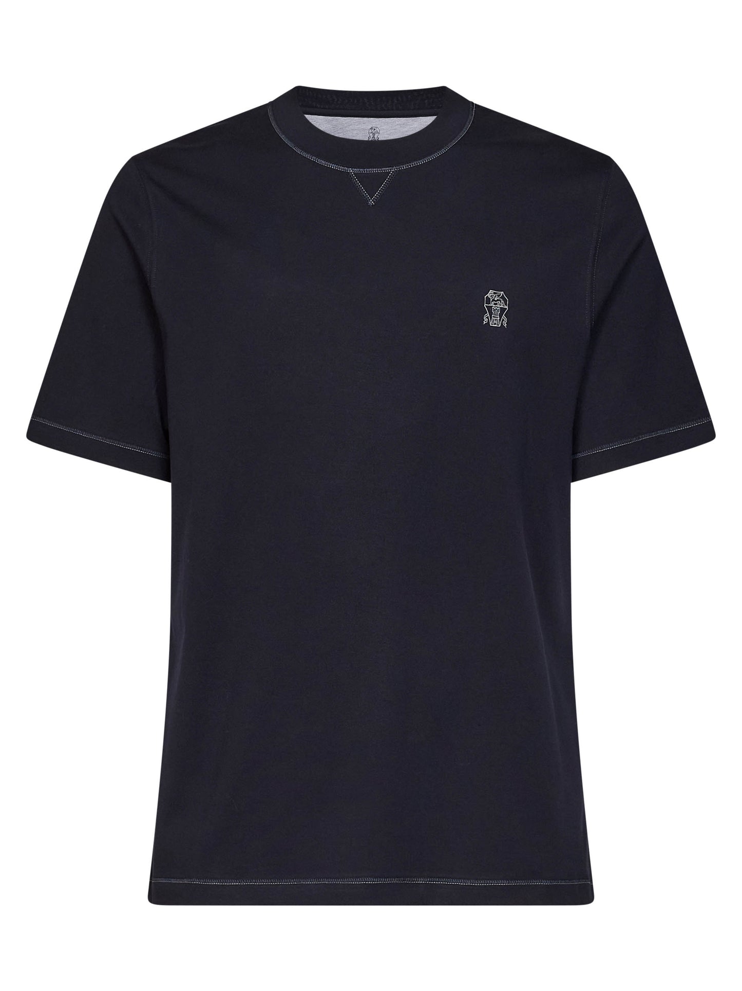 Navy blue Solomeo crest crewneck T-shirt