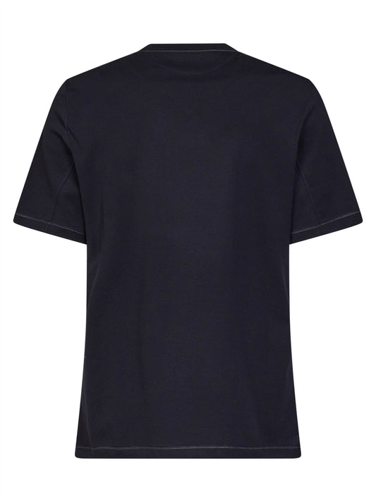 Navy blue Solomeo crest crewneck T-shirt