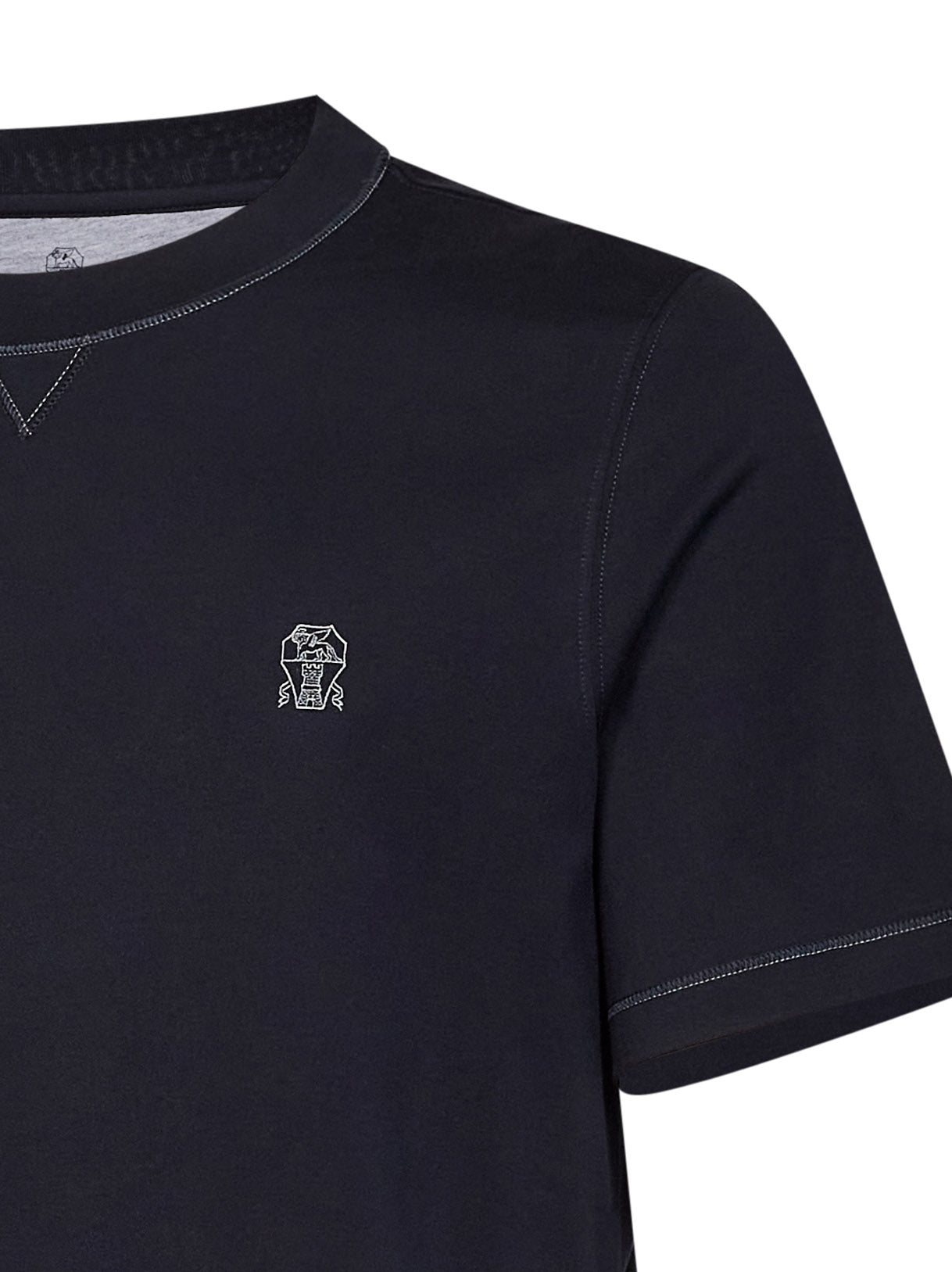 Navy blue Solomeo crest crewneck T-shirt
