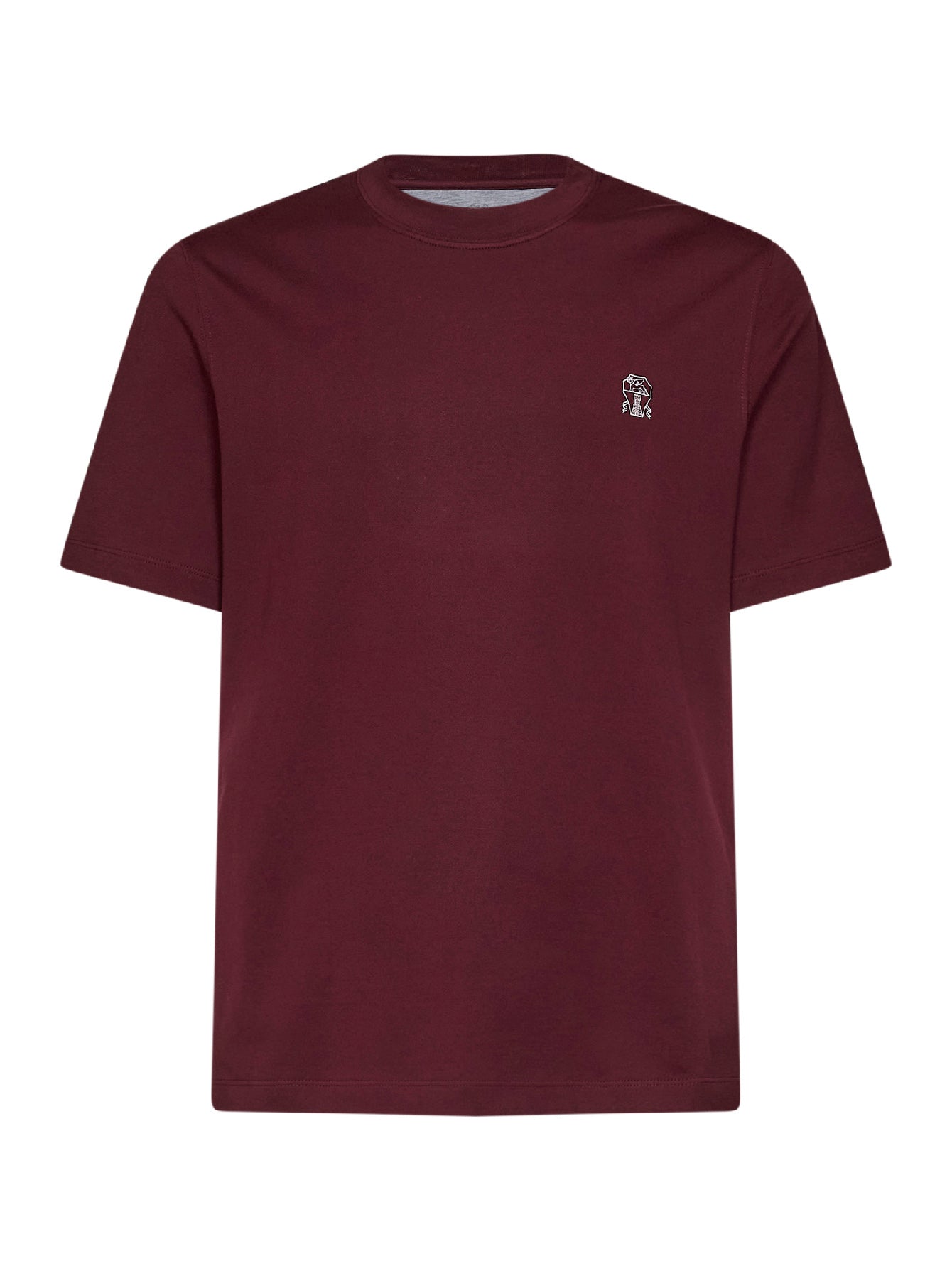 Burgundy cotton jersey logo crewneck T-shirt