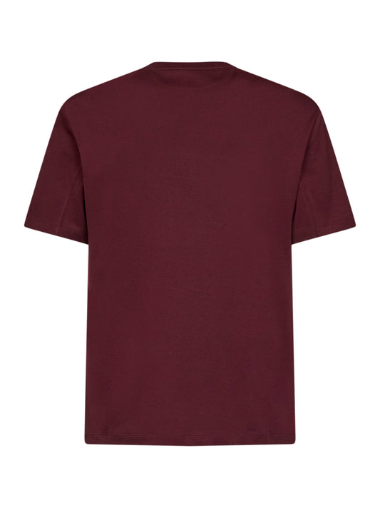 T-shirt girocollo in jersey di cotone borgogna con logo