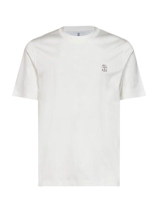 Off-white cotton jersey logo crewneck T-shirt