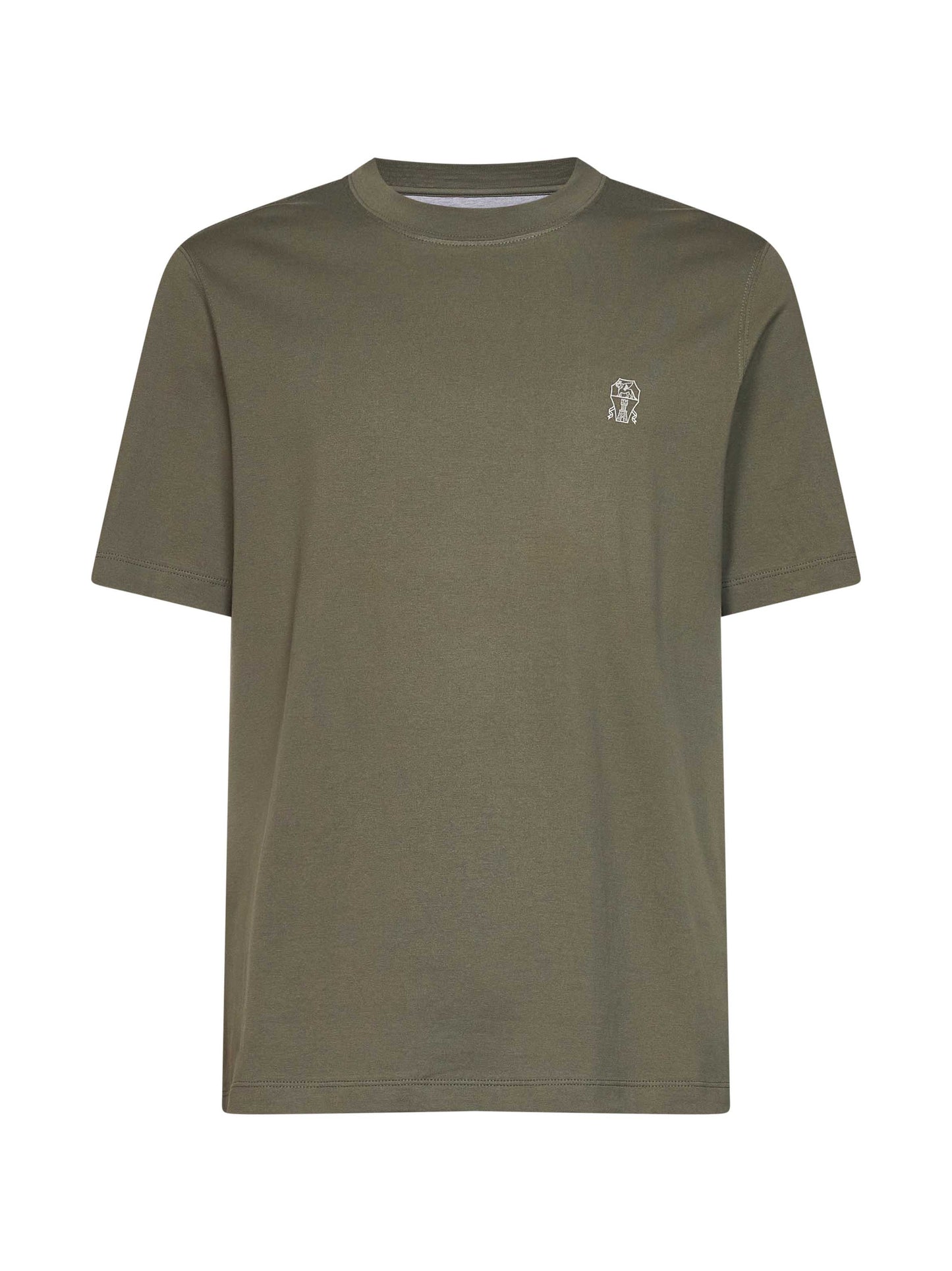 Camouflage green cotton jersey logo crewneck T-shirt