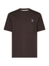 Dark brown cotton jersey logo crewneck T-shirt