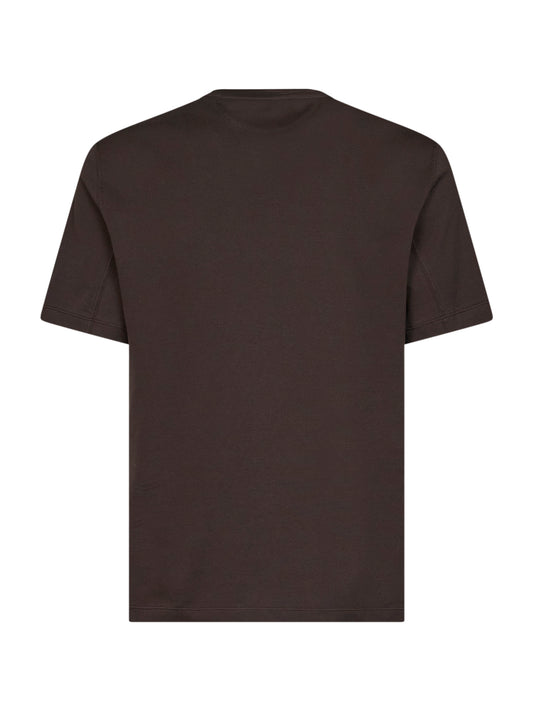 T-shirt girocollo in jersey di cotone testa di moro con logo