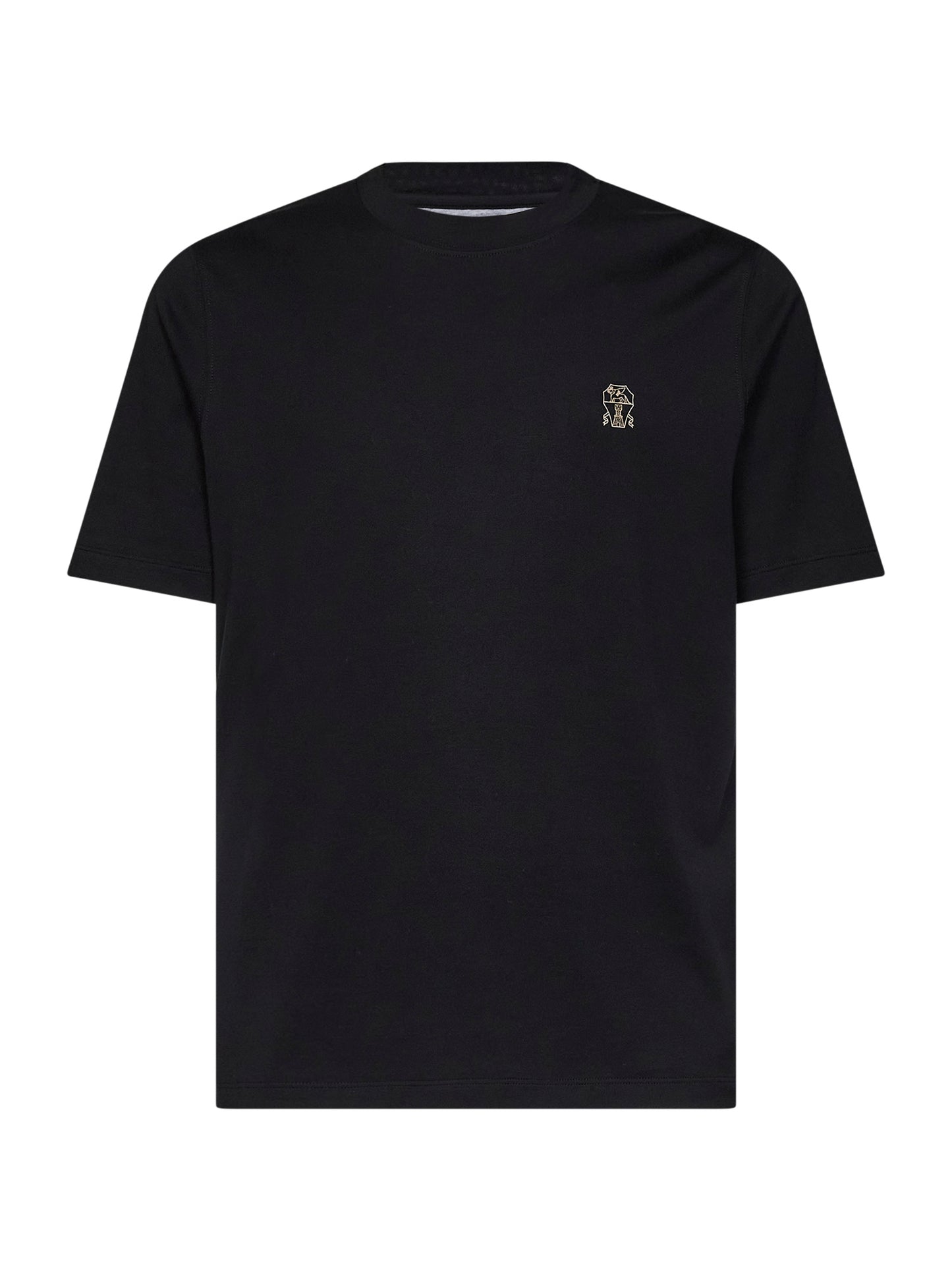 Black cotton jersey logo crewneck T-shirt