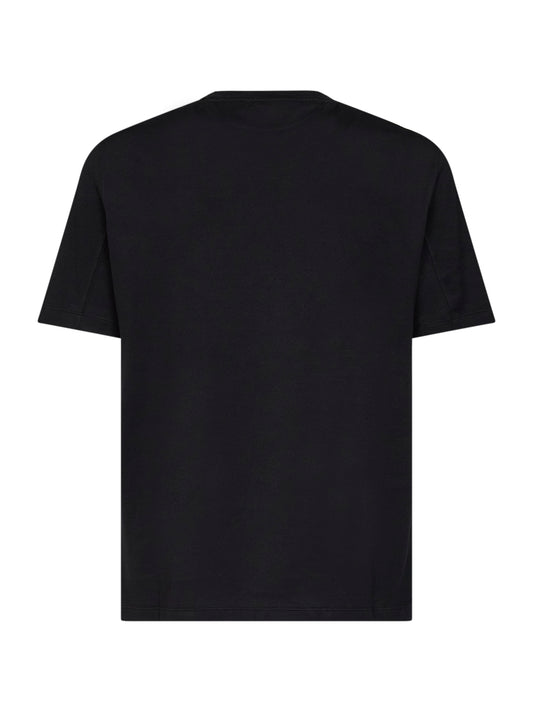 T-shirt girocollo in jersey di cotone nero con logo