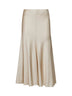 Milky white satin cady Pencil Fluid midi skirt