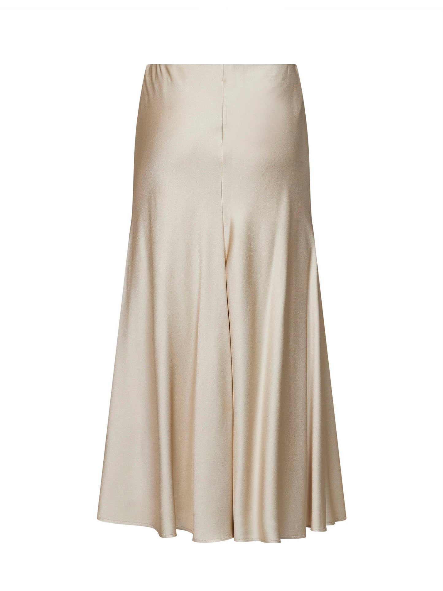 Milky white satin cady Pencil Fluid midi skirt