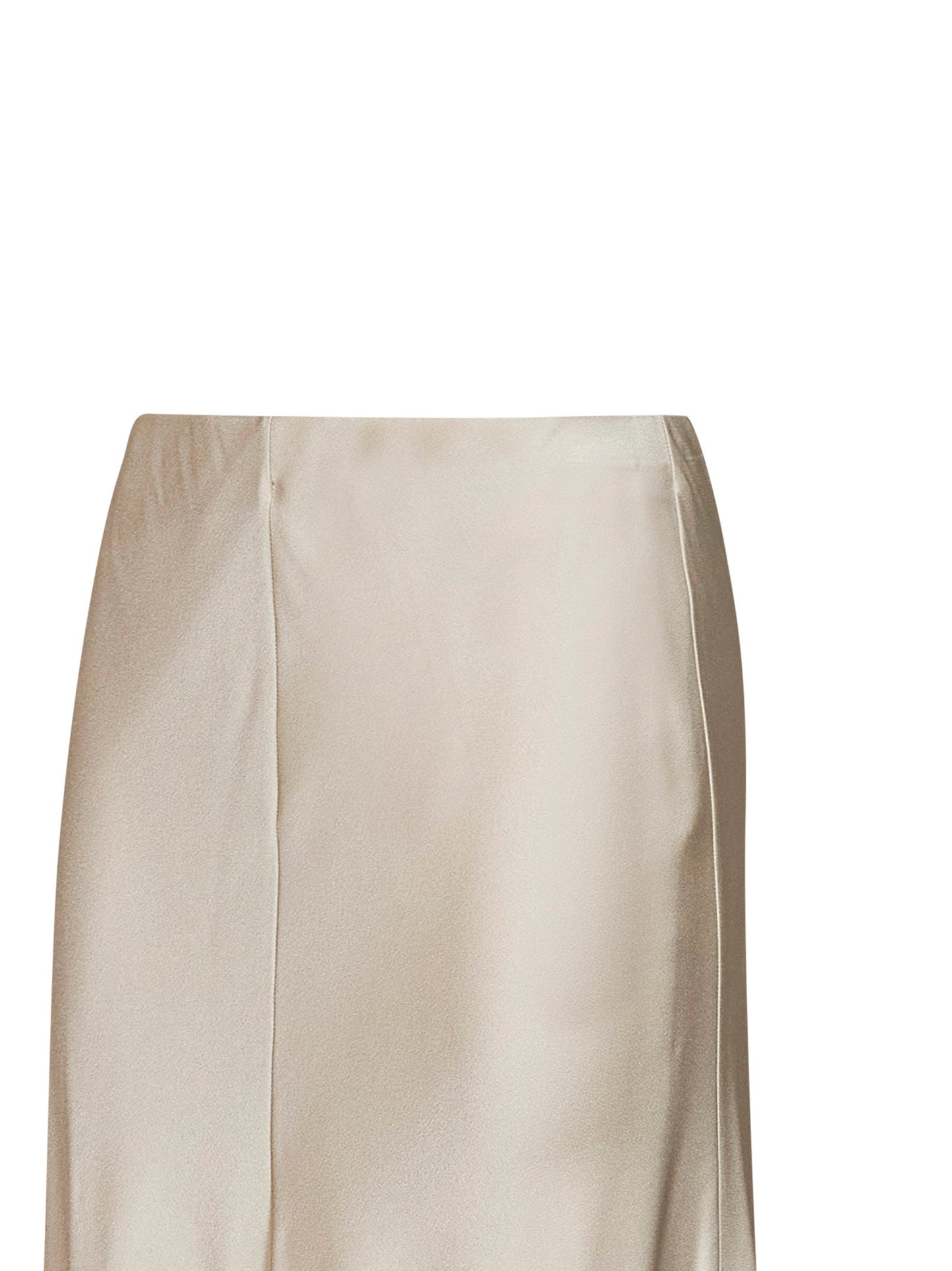 Milky white satin cady Pencil Fluid midi skirt