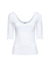 T-shirt in jersey stretch a costine bianco con monile