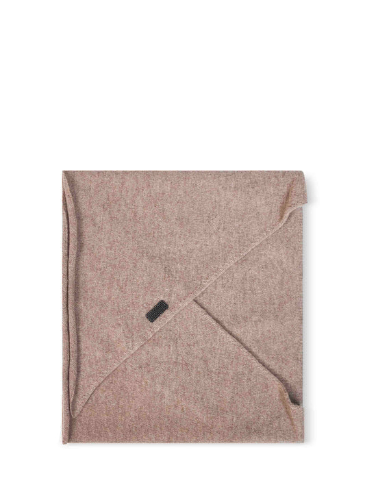 Beige cashmere scarf with monili