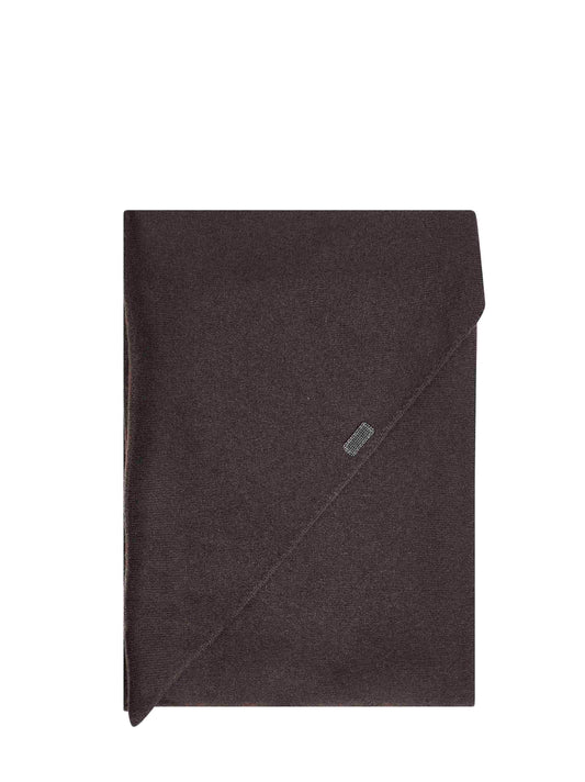Foulard grande in cashmere con monile caffé