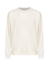 Ivory cashmere knit crewneck sweater with monili