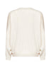 Ivory cashmere knit crewneck sweater with monili