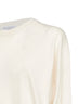 Ivory cashmere knit crewneck sweater with monili