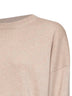 Beige cashmere knit crewneck sweater with monili