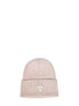 Beige cashmere knit beanie with logo patch
