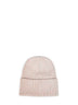 Beige cashmere knit beanie with logo patch