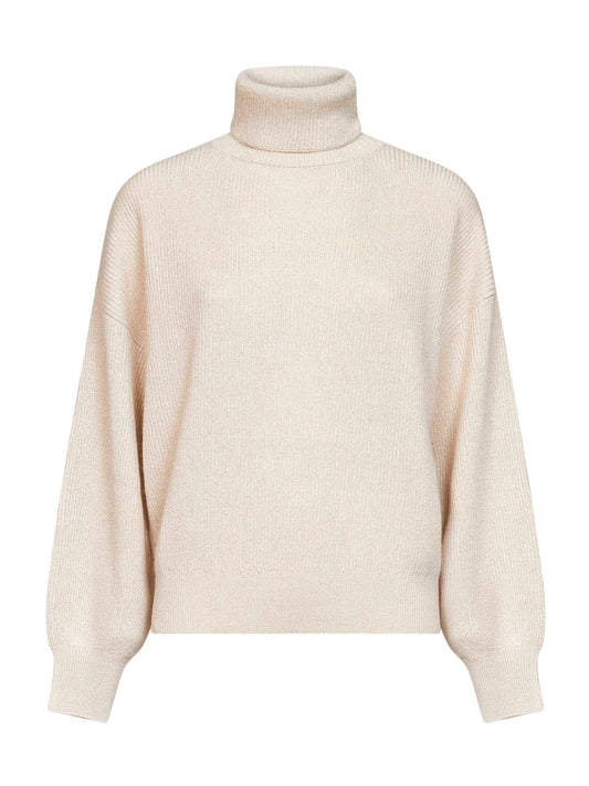 Butter lamé cashmere blend knit turtleneck sweater