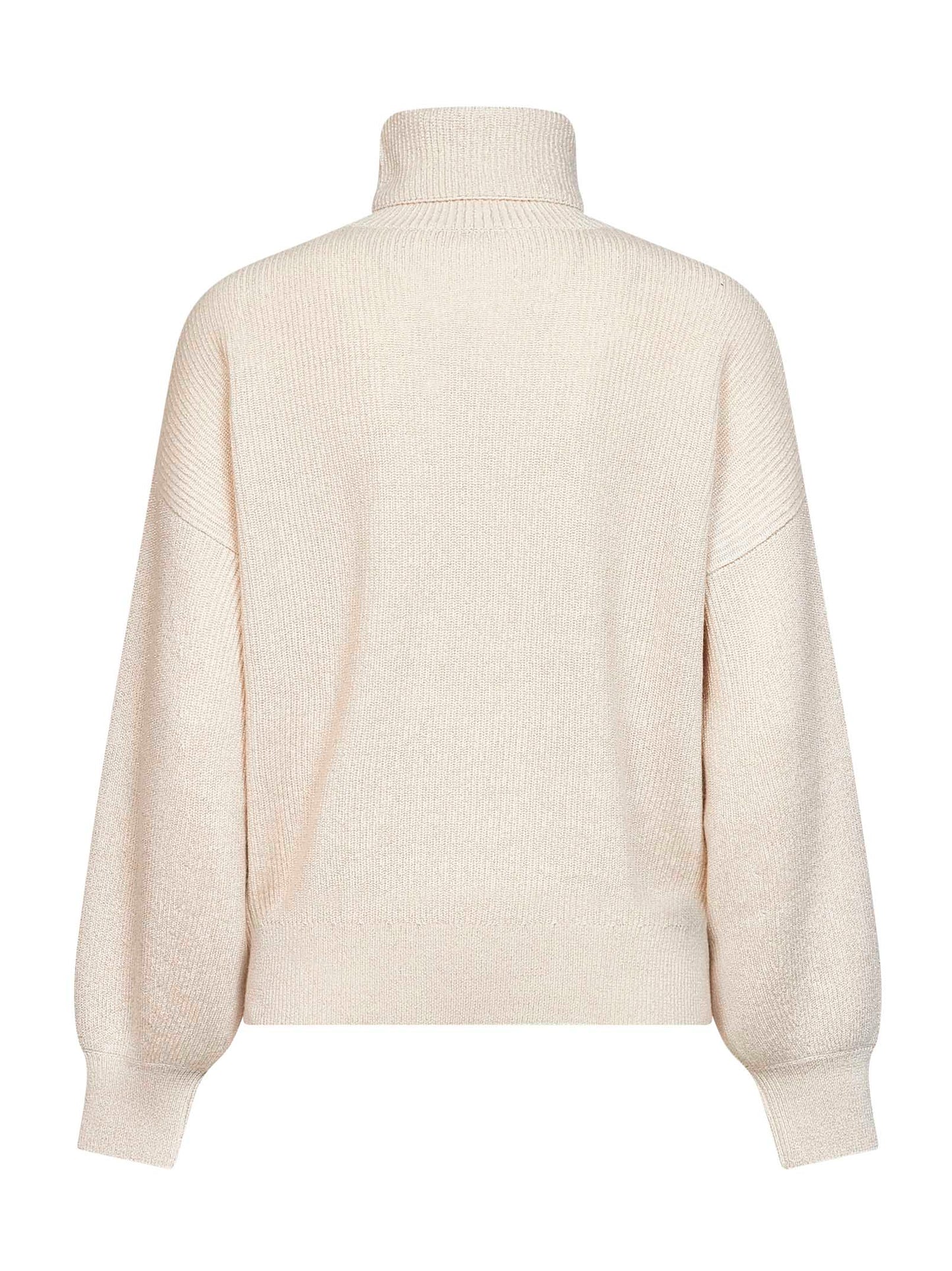 Dolcevita in maglia di misto cashmere lamé burro<BR/>