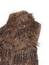 Dark beige sequin-embellished long-hair knit vest