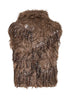 Dark beige sequin-embellished long-hair knit vest