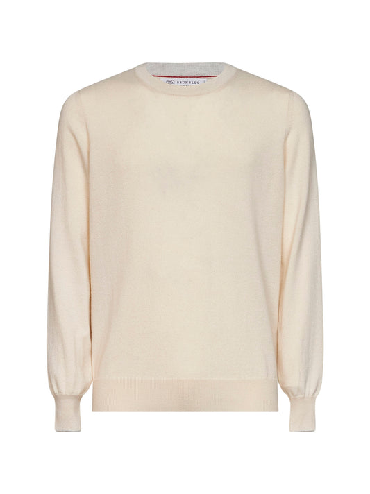 Maglia girocollo in cashmere burro